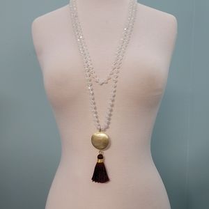 Long beaded tassel necklace